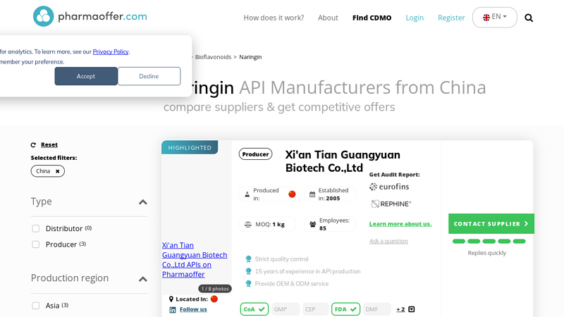 Image of Naringin API Manufacturers from China | Suppliers