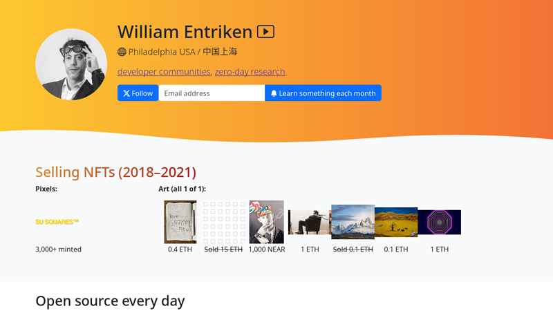 William Entriken, portfolio