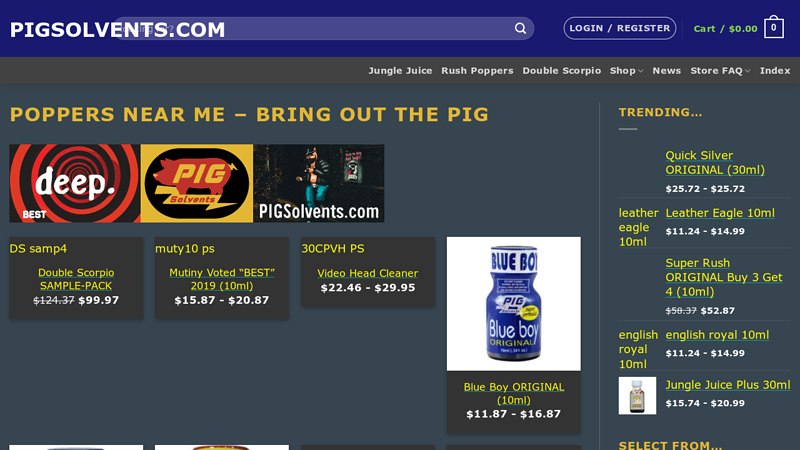 Buy Poppers Online from PIGsolvents. Bring out the PIG!