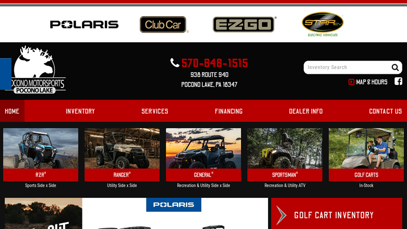 Pocono Motorsports PA | Golf Carts and Polaris ATVs - UTVs