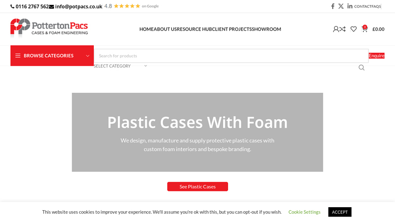 Custom Plastic Cases, Bags & Foam Inserts | PottertonPacs