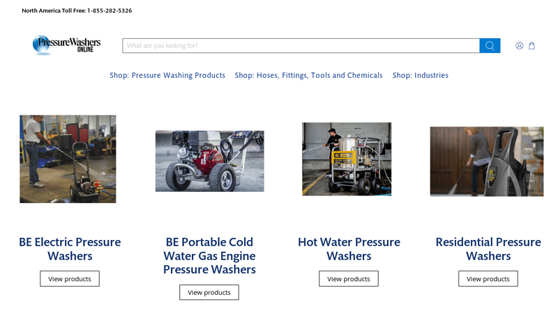 Online source for pressure washers and related equipment.