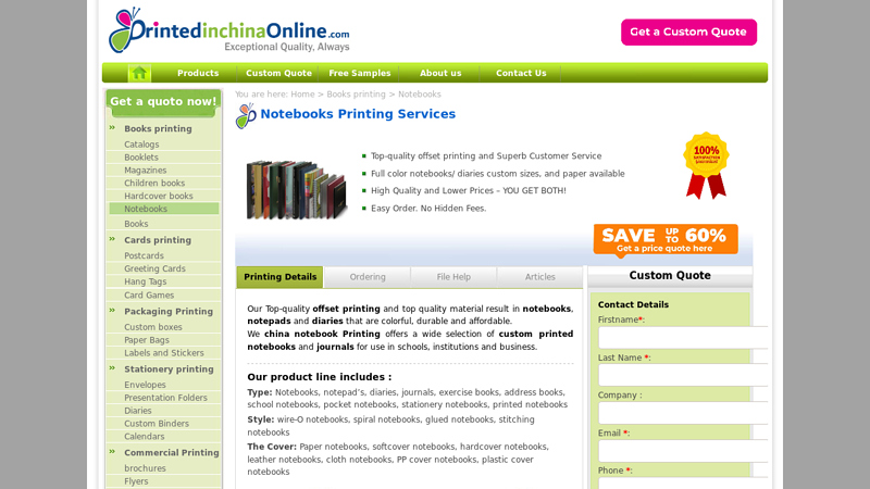 Image of Notebooks printing