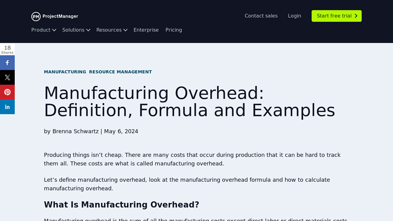 Image of Manufacturing Overhead: Definition, Formula and Examples