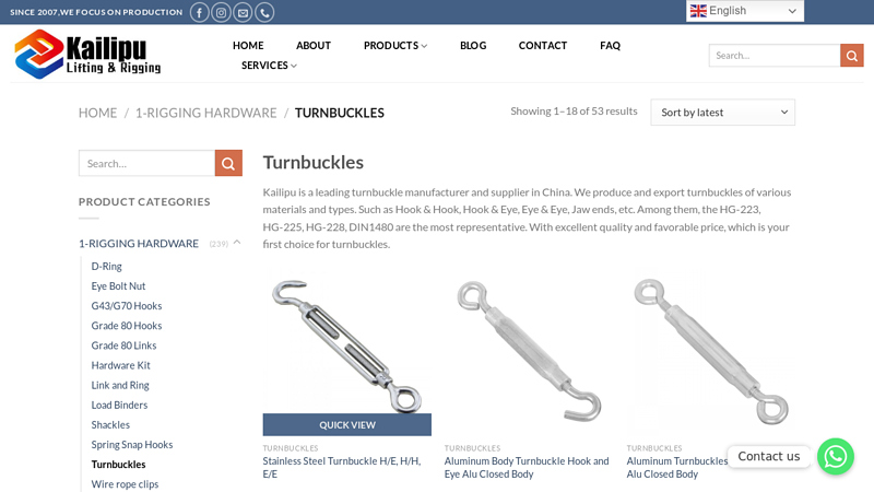 Image of Turnbuckle Manufacturer and Supplier in China-Qingdao Kailipu