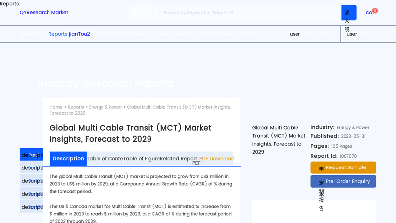 Image of Global Multi Cable Transit (MCT) Market Insights, Forecast to 2029