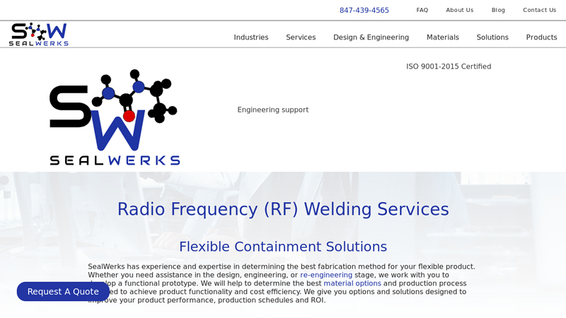 Radio Frequency Welding Services - Flexible Containment Manufacturing | SealWerks