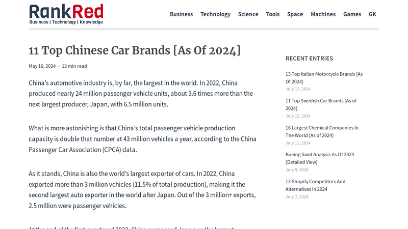 Image of 11 Top Chinese Car Brands [As Of 2024]