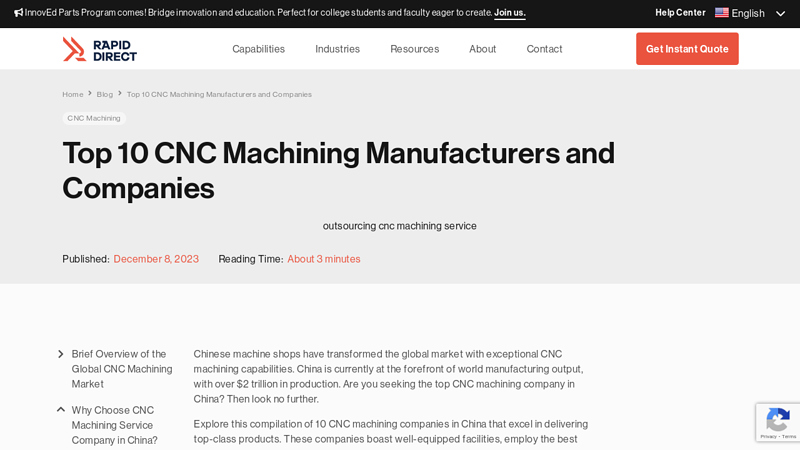 Image of Top10 CNC Machining Manufacturers and Companies | RapidDirect