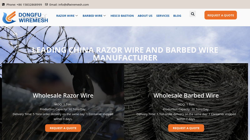 Razor Wire, Concertina Wire, Barbed Wire Manufacturer & Supplier - Dongfu Razor Wire & Barbed Wire