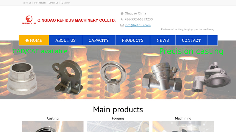 Qingdao Refidus  Investment casting|Die casting|CNC machining|Forging China|OEM|Chinese manufacturer|vendor|contract manufacturing|supplier|Qingdao customized OEM precision casting|Company in China