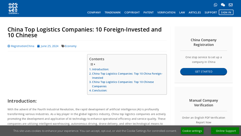 Image of China Top Logistics Companies: 10 Foreign-Invested and 10 Chinese