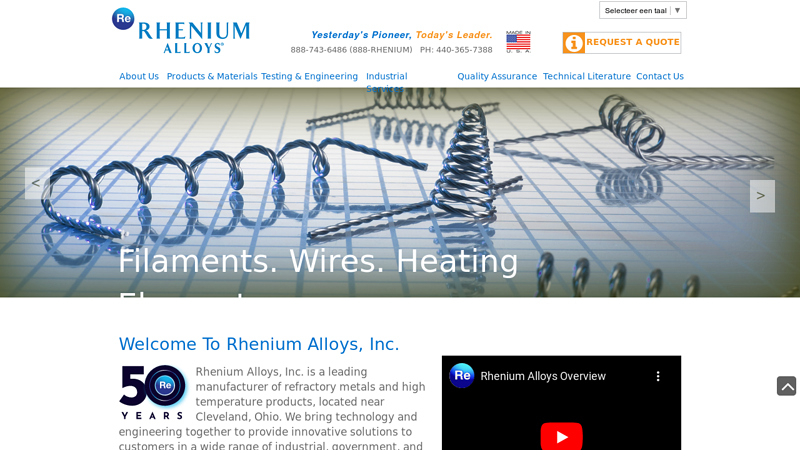 Welcome to Rhenium Alloys, Inc.