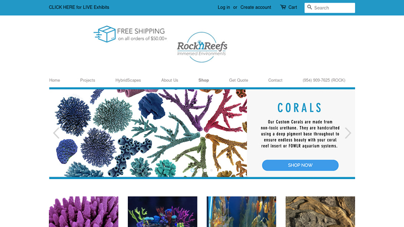 Artificial coral and custom aquarium decorations. C RocknReefs Inc.