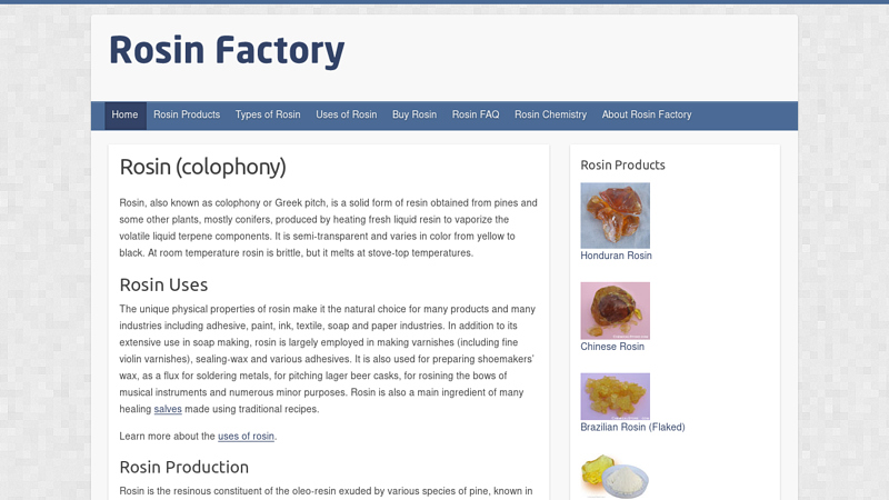 Rosin-Factory.com C Source for Rosin products and information