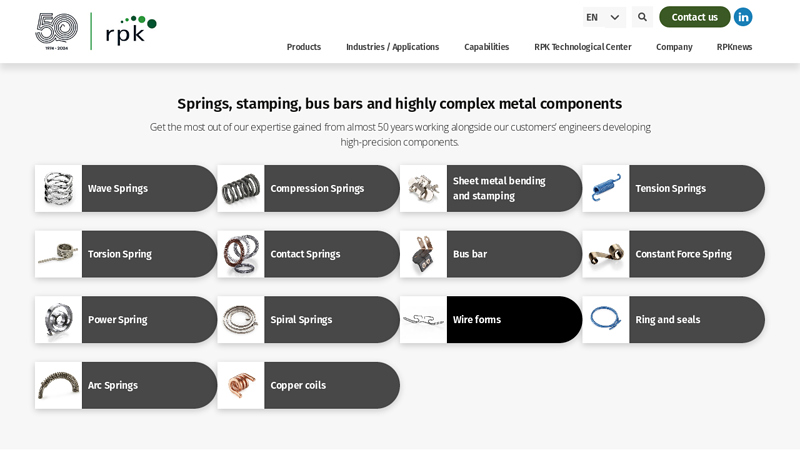 Engineering and Custom Spring, Parts and More Manufacturer | RPK Group