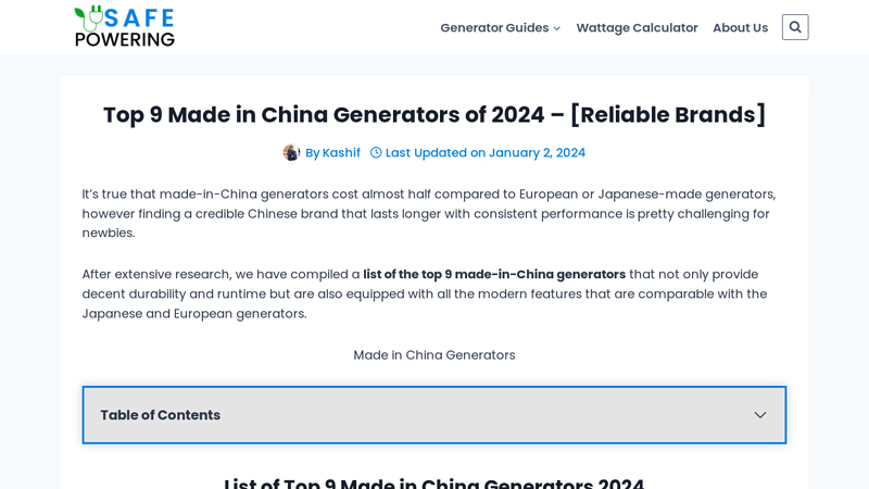 Image of Top 9 Made in China Generators of 2024