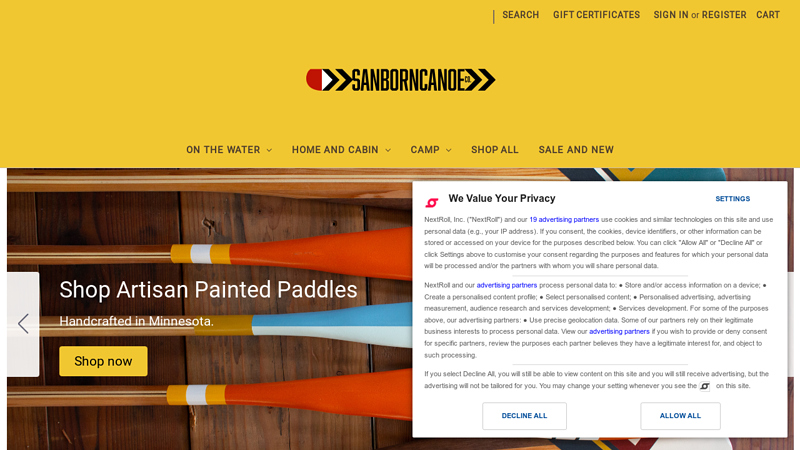 Sanborn Canoe Co - Canoes, Wood Canoe Paddles, Painted Canoe Paddles, SUP Paddles, Camp Accessories, and Apparel