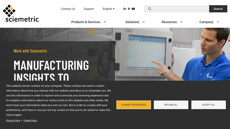 Manufacturing Data, Process Monitoring & Defect Detection | Sciemetric