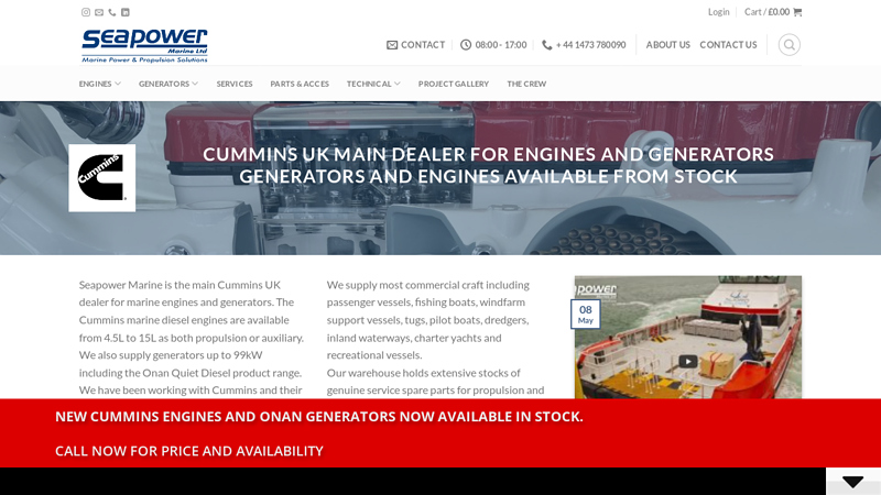 Seapower Marine main Cummins UK Dealer - Engines/Generators