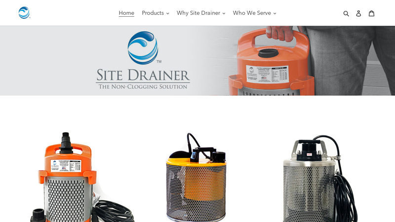 Site Drainer - Non Clogging Electric Submersible Dewatering Pumps