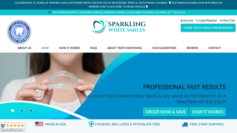 Custom Teeth Whitening Trays - Teeth Whitening Trays and Gel C Sparkling White Smiles - Custom Teeth Whitening Trays - Custom Teeth Trays