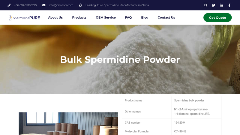 Image of Natural & Synthetic Spermidine Powder ingredient Supplier