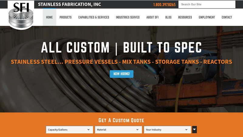 Stainless Steel Tank Fabrication - Custom Fabricated Vessels & Tanks | Stainless Fabrication, Inc.