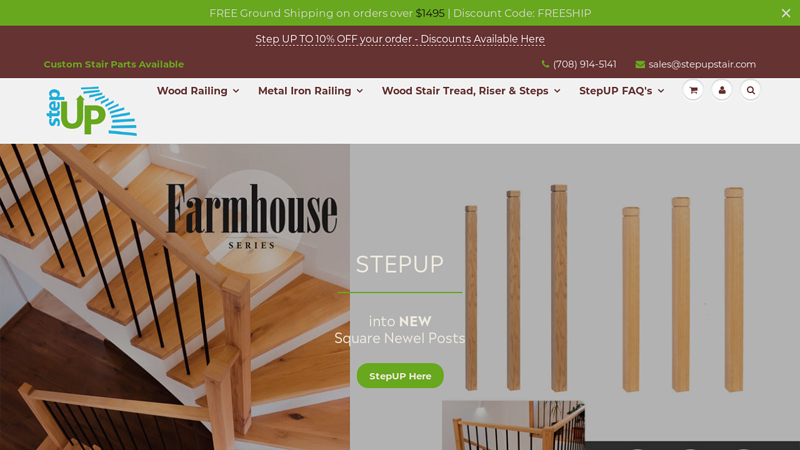 USA Made Amish Wood Railings & Stairs | Metal Iron Balustrade C StepUP Stair Parts