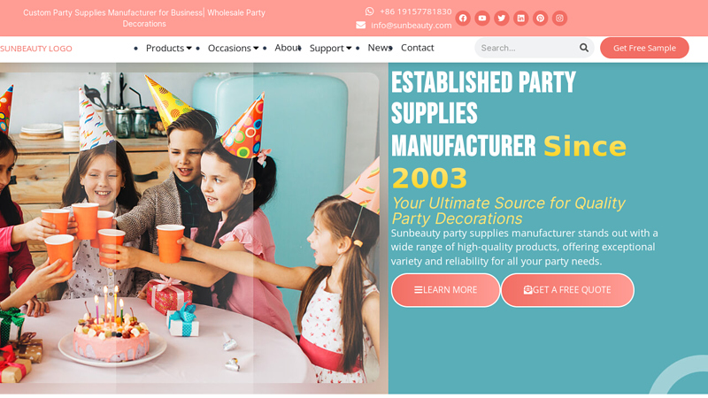 Custom Party Supplies Manufacturer for Businesses - SUNBEAUTY