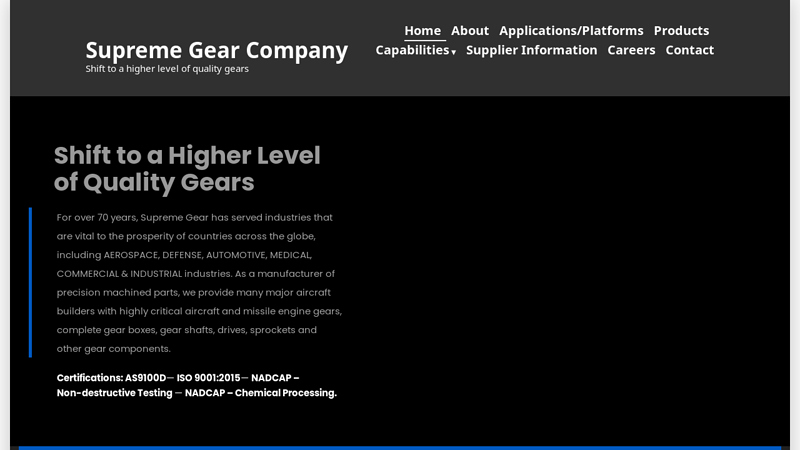 Supreme Gear Company | Shift to a higher level of quality gears