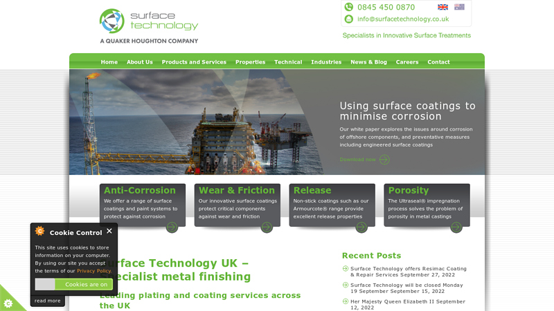 Metal finishing: coating & plating services | Surface Technology UK