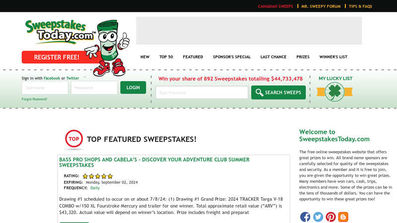 Sweepstakes and contests from SweepstakesToday.com