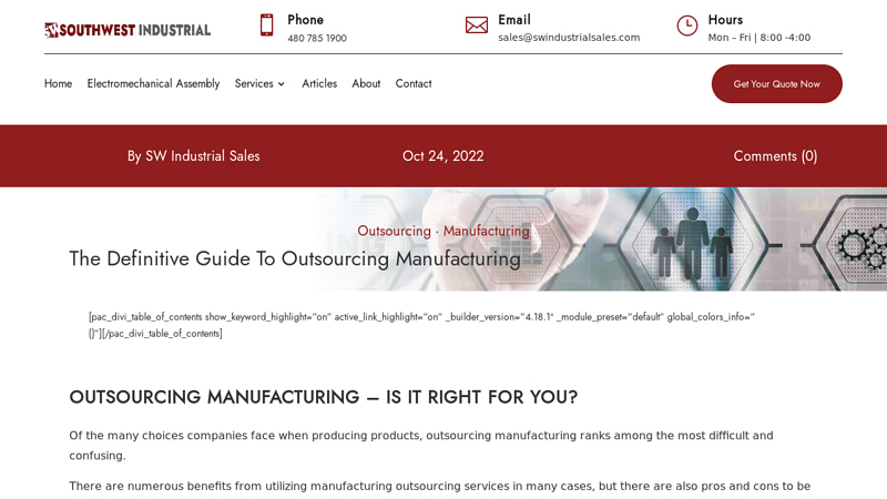 Image of The Definitive Guide To Outsourcing Manufacturing