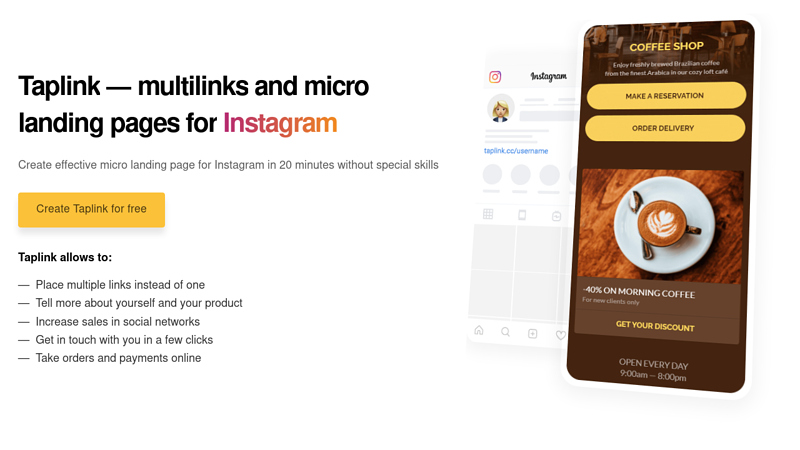 Taplink - landing page that drives your sales on Instagram