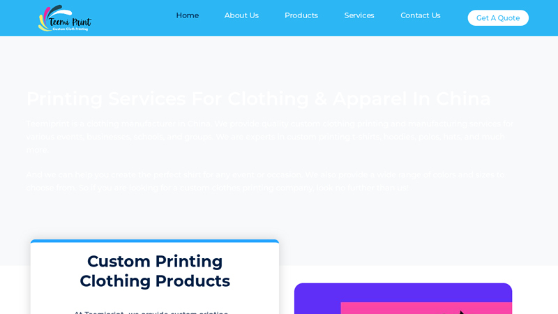 Printing Services For Clothing & Apparel In China | Teemiprint