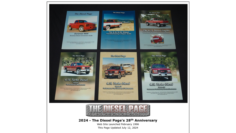 The Diesel Page - 1982-2000 GM 6.2L & 6.5L, and 2001-2023 Duramax 6600 (6.6L) GM Chevrolet and GMC Diesel Performance, Upgrades, Fuel Economy, Repair, Service and Maintenance.