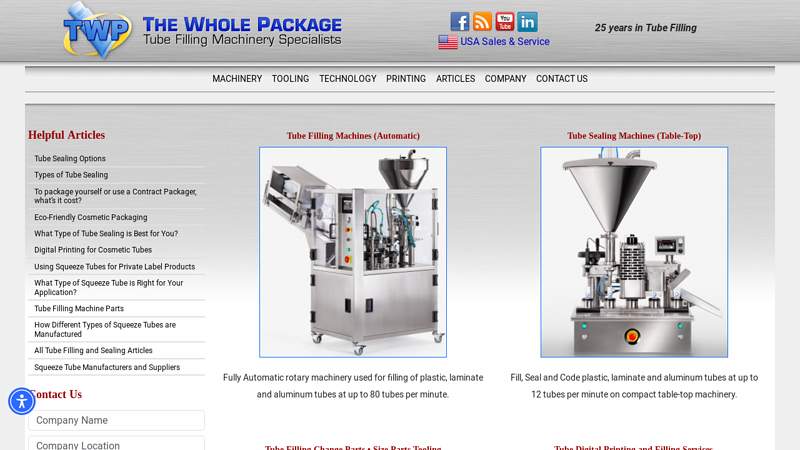 Tube Filling & Sealing Machinery and Change Parts