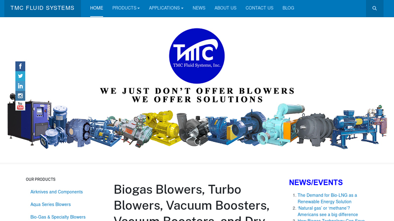 Biogas Blowers, Turbo Blowers, and Vacuum Boosters