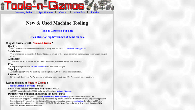 Tools-n-Gizmos: New and Used Machine Tooling