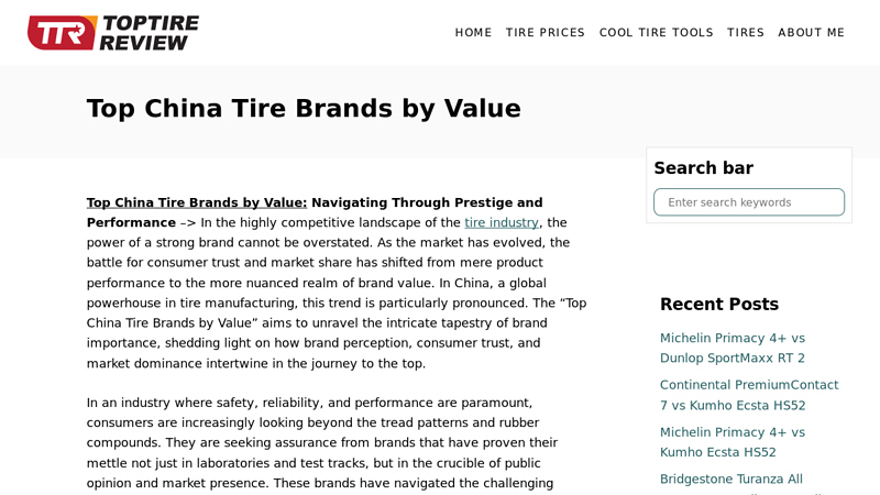 Image of Top China Tire Brands by Value