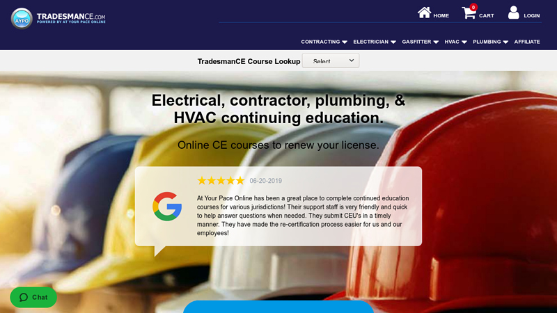 Online Contractor, Electrical, Plumbing, & HVAC continuing education.