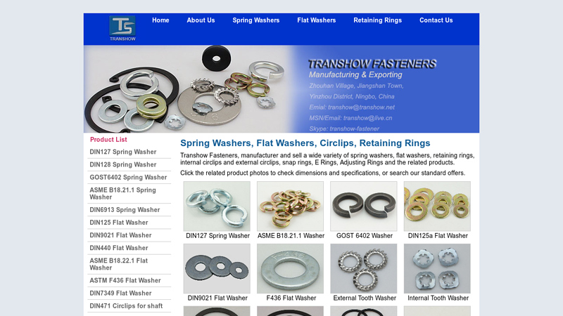 Flat Washer,Spring Washer,Retaining Ring,Retaining Washer,Snap Rings manufacturer and supplier