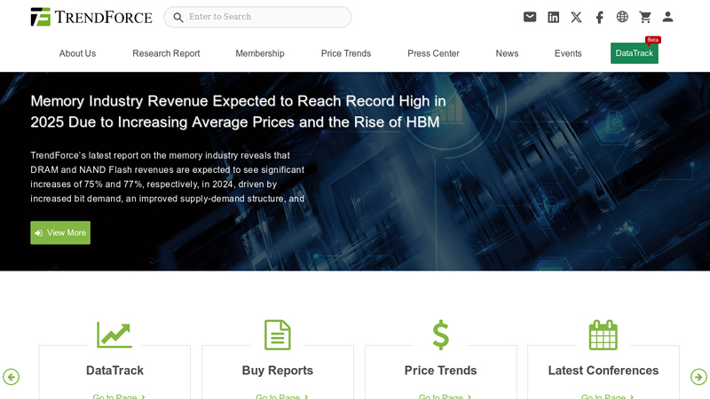 TrendForce - Market research, price trend of DRAM, NAND Flash, LEDs, TFT-LCD and green energy, PV