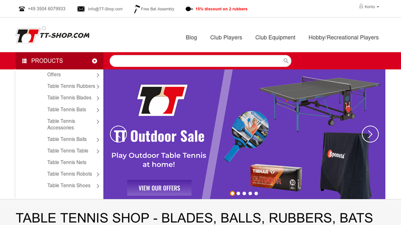 TABLE TENNIS SHOP - TABLE TENNIS BLADES,BALLS, RUBBERS & BATS