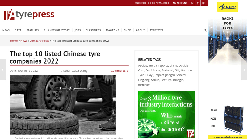 Image of The top 10 listed Chinese tyre companies 2022