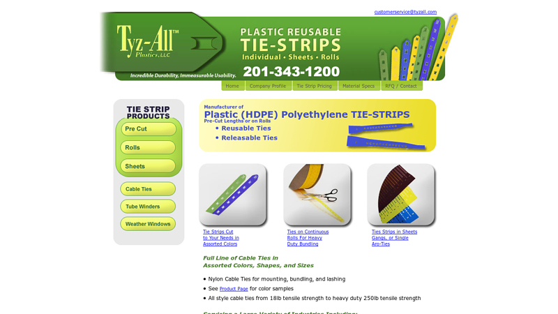 Plastic Polyethylene Reusable Tie-Strips, Cable Ties - Tyz-All Plastics Inc