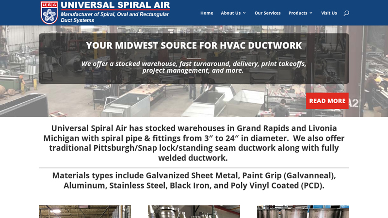 USA Duct | HVAC Round and Oval Spiral Ductwork, Michigan, Illinois, Indiana, Ohio & beyond