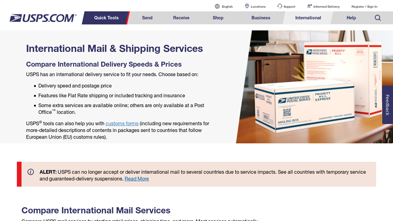 Image of International Mail Services & Shipping Rates | USPS