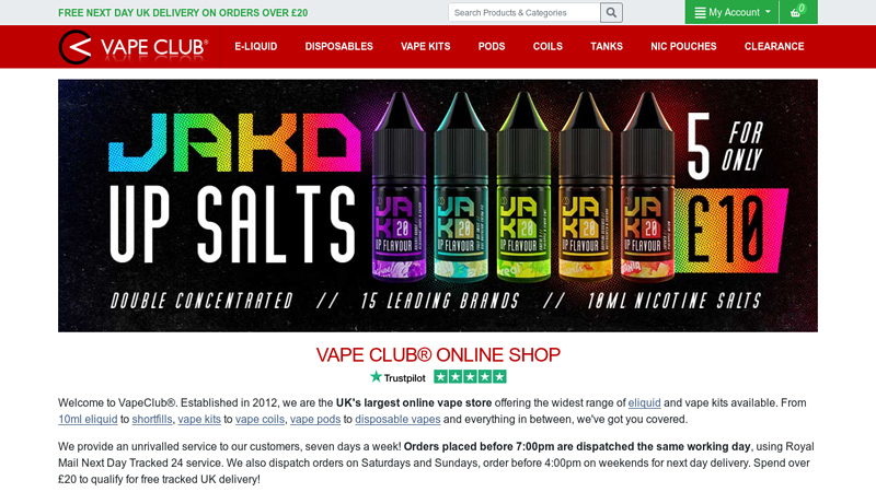 Vape Club UK Online Shop - FREE NEXT DAY DELIVERY